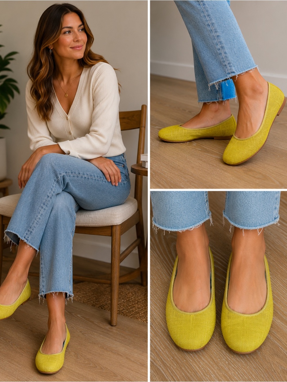 Seychelles Weekenders Lime Green Textured Ballet Flats | Size 7